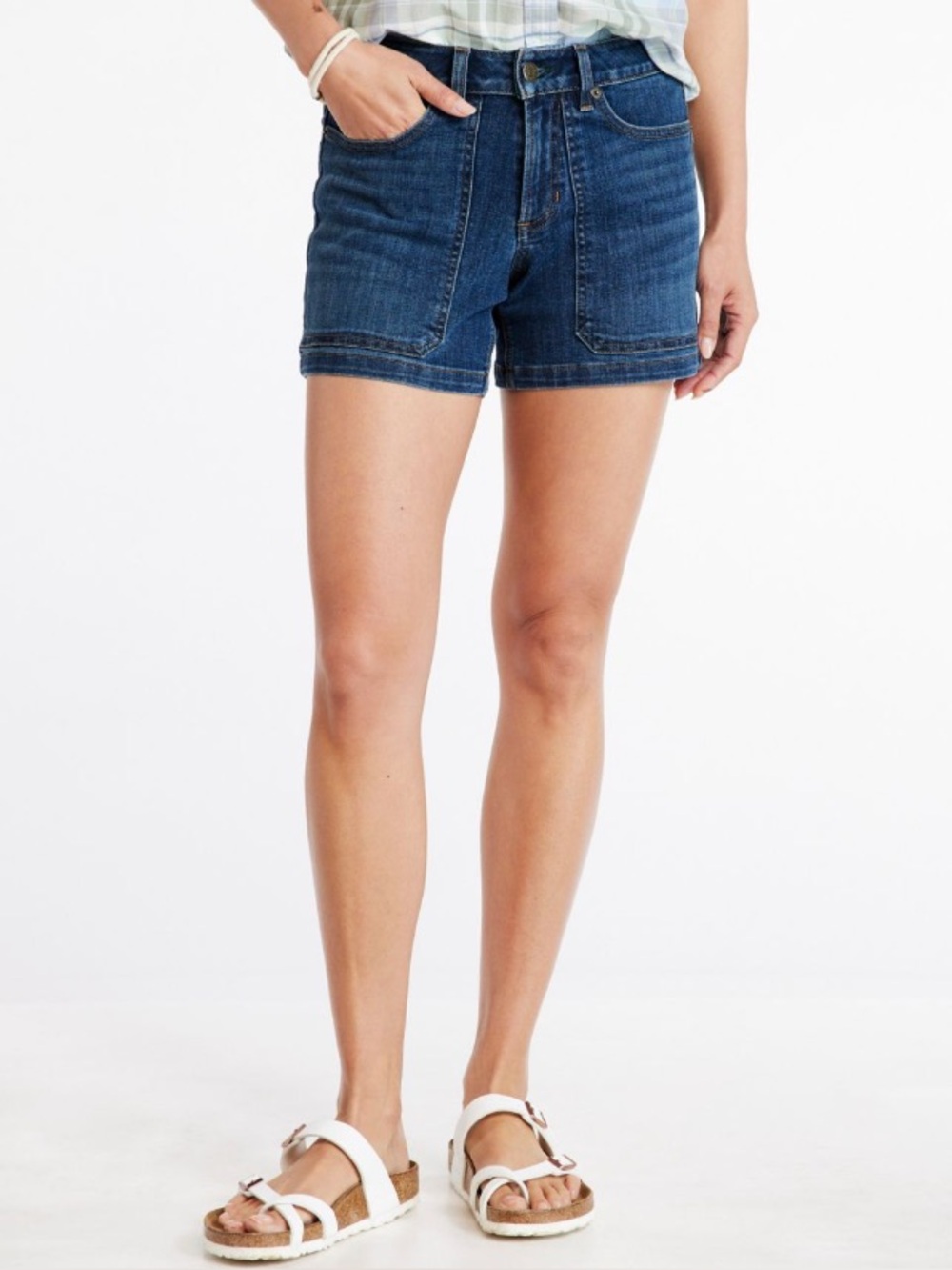 NWT L.L. Bean Blue Denim High-Waisted Shorts